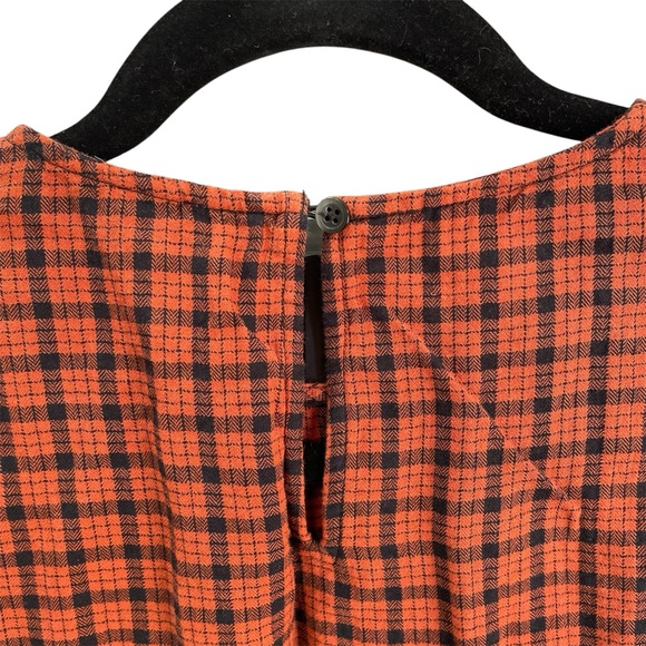 MADEWELL Ruffle Front Top Plaid Warren Check Faded Rust Orange XS - Picture 6 of 6